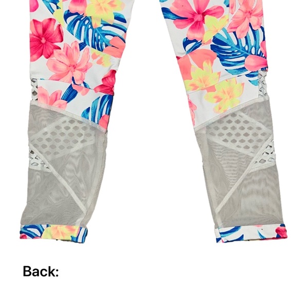 Tropical PINK Capri leggings size Small 🌸 - Picture 10 of 12